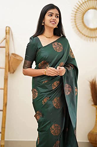 Image of StyleScope Women's Kanjivaram Banarasi Jacquard Silk Saree With Unstitched Blouse Piece (Silk Mix)
