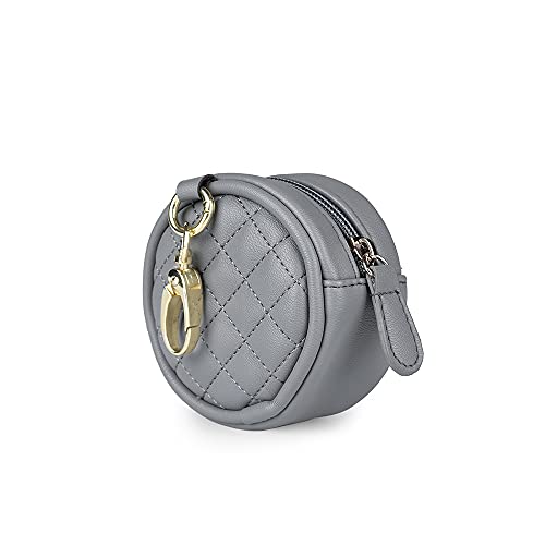 Momigo Pacifier Case Bag - Leather Pacifier Holder With Clip For Diaper Bag Stroller Purse Charm, Holds 2 Pacifiers Outdoor Travel (Grey) #TOP7