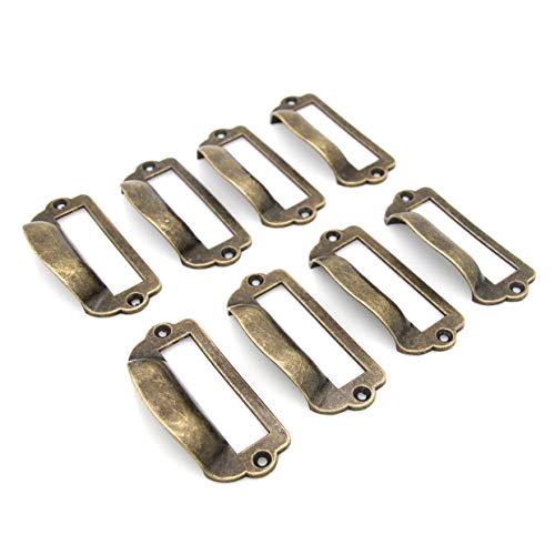 Lxz 8 Pcs Antique Brass Card Holder Drawer Pull/Label Tag Frames For Office Furniture Cupboard Cabinet Drawer File Case #TOP1