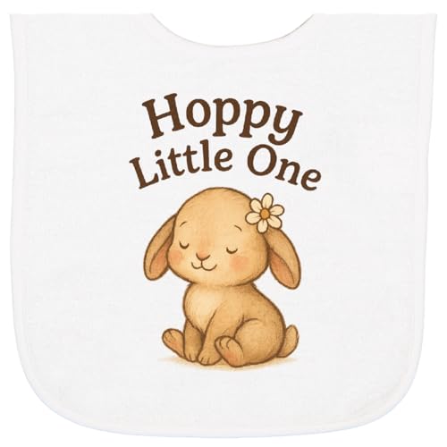 inktastic Hoppy Little 1 Cute Bunny Illustration Baby Terry Cloth Bib