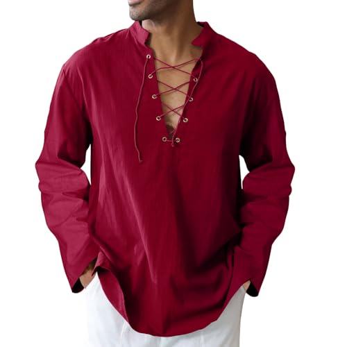 Image of CTU Men's Cotton Shirt Pirate Shirt Medieval Viking Renaissance Costume