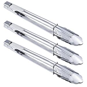 Stainless Steel Serving Tongs Grilling Tongs for Cooking Camping Barbecue (12-Inch 3 Pieces)