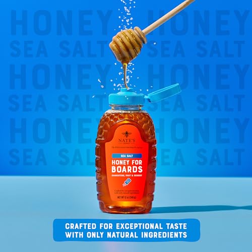Image of Nate's Sea Salt Honey for Boards - Made with 100% Pure Honey and Real Sea Salt - for Charcuterie, Cheese, Fruit, and Dessert Boards - 12 oz Squeeze Bottle