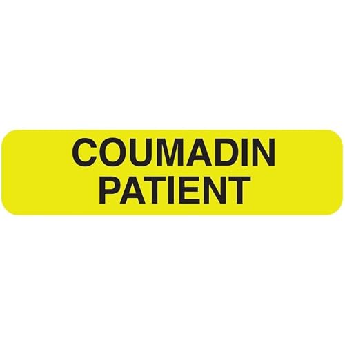 Coumadin Patient Chart Label, Fluorescent Chartreuse 1-1/4" x 5/16", Permanent Adhesive, Anticoagulant Alert Sticker, 500 Labels/Box, Doctor Stuff