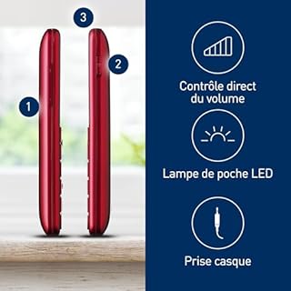 Panasonic KX-TU155EXRN 2G Téléphone Mobile pour Personnes Âgées, Appel Prioritaire, Téléphone à Grosses Touches, Compatible avec les Appareils Auditifs, Bluetooth, Radio FM, Appareil Photo, Rouge