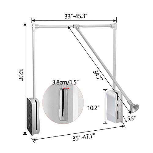 Gimify Pull Down Closet Rod, Wardrobe Lift Rail Organizer Storage System Closet Hanger Rod For Hanging Clothes Space Saving Aluminum Adjustable (33-45.3 Inch) #TOP6