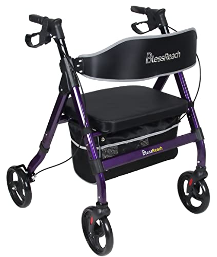 Blessreach Heavy Duty Rollator Walker - Aluminum Rolling Walker For Seniors And Adults With Large Seat, Support Up 450 Lbs (Purple) #TOP7