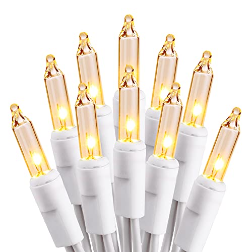 Christmas String Lights, 300 Count 69.6ft White Christmas Lights Connectable, 120V UL Certified Incandescent Christmas Tree Lights, White Wire Xmas Lights for Home Wedding Party Decor, Warm White