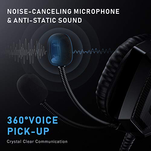 RUNMUS Gaming Headset for PS4, Xbox One, PC Headset w/Surround Sound, Noise Canceling Over Ear Headphones with Mic, Compatible with PS4, Xbox One, Switch, PC, PS3, Mac, Laptop