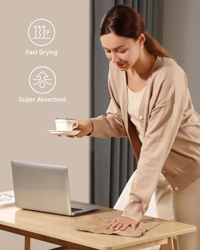 Fantasticlean Microfiber Cleaning Cloth Roll -90 Pack, Tear Away Microfiber Towels, 12" x 12", Reusable, Washable, Scratch Free, Ultra Absorbent Dish Rags for Car, Home, Garage or Shop (Tan)