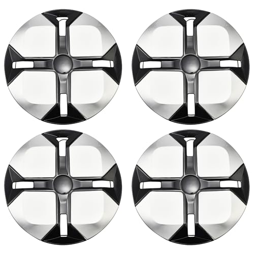 Image of Cross Silver with Black Hubcap Wheel Cover Replacement Kit 12 inch Hub Caps Wheel Rim Cover Car Exterior Accessories Pack of 4, 12 inches