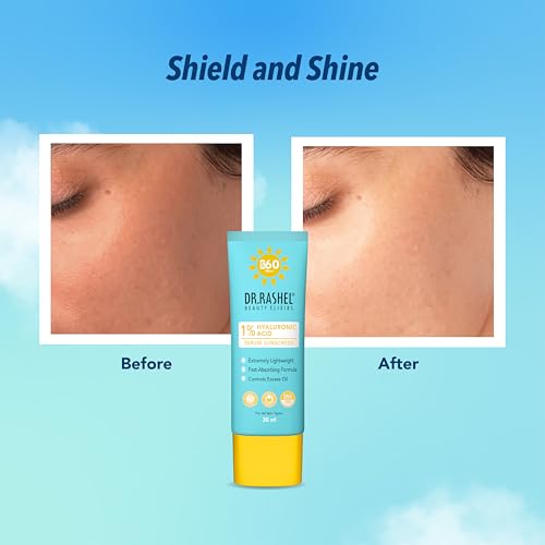 Image of DR.RASHEL Hyaluronic Acid Serum Sunscreen, SPF 60, Lightweight Formula, 30 ml