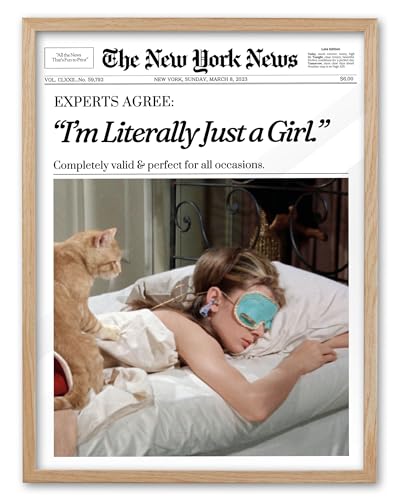 EcoHest Trendy Newspaper Audrey Hepburn Magazine Framed Wall Art, 12x16