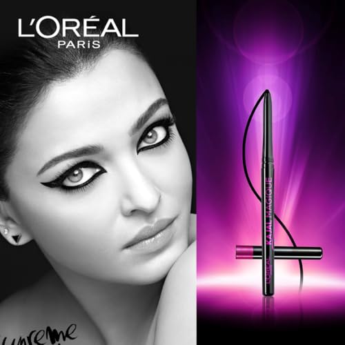 Image of L'Oreal Paris Kajal, Waterproof Eyeliner, 14 Hours of Smudge-Proof Wear, With Vitamin E, Cocoa Butter, Olive Oil Esters and Vitamin C, Magique, Colour: Supreme Black. 0.35g