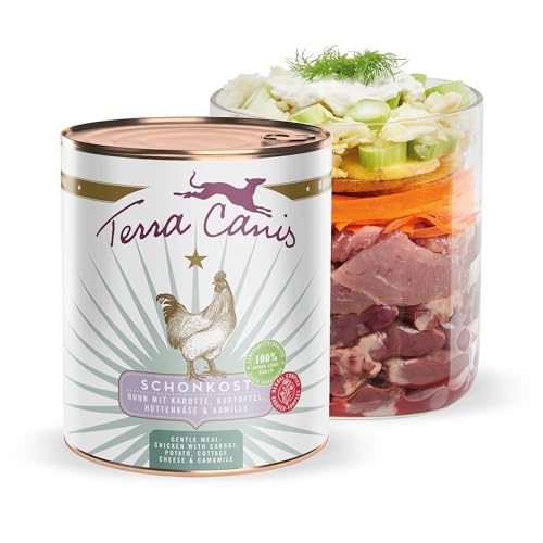 Terra Canis Hund-Schonkost, Nassfutter Huhn 800 g – Ergänzungs-Hundefutter, getreidefrei, ideal bei akuten Magen-Darm-Problemen, mit Rohstoffen in 100% Lebensmittelqualität
