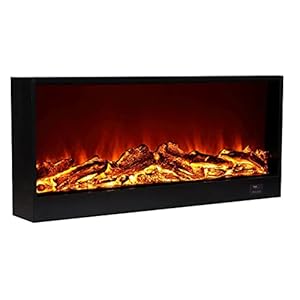 Biocamine 47″Electric Fireplace Plaats Kamer Open haardverwarming met log- en vlam binnenverwarmer met timer & remotcontrol, verstelbare vlamsnelheid, 750W / 1500W (Function : With heating)