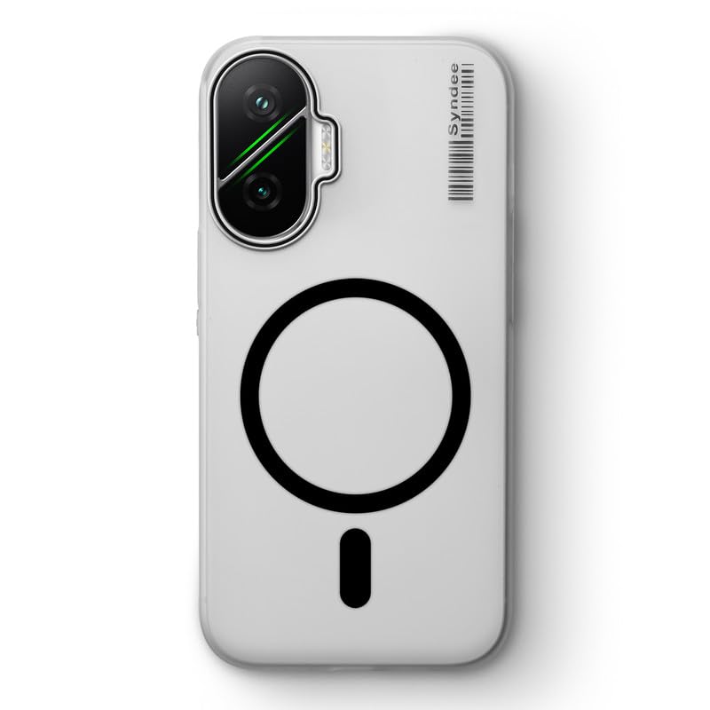Image of Mr. Case Back Cover for Poco F7 5G Elegant Frosted White Translucent Back Only Compatible with Wireless Magnetic Accessories | Anti-Scratch Shockproof Phone Case - Black