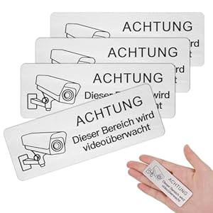 Jizzu 4 Stück Videoüberwachungsschild Aluminium