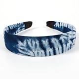 DYEWEAVE Natural Indigo Dye Headbands for Women, Handmade Tie-Dye with Vintage Fashion Style, Non-Slip Hairband for Girls, Hair Accessories for Makeup, Spa and Daily Use (Seaweed, One Size)