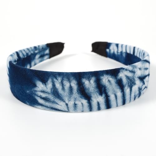 DYEWEAVE Natural Indigo Dye Headbands for Women, Handmade Tie-Dye with Vintage Fashion Style, Non-Slip Hairband for Girls, Hair Accessories for Makeup, Spa and Daily Use (Seaweed, One Size)