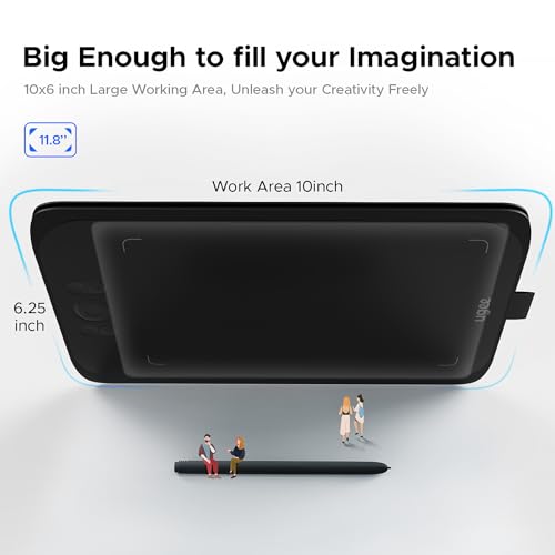 Image of Ugee Drawing Tablet Pad,Digital Graphics Tablets M808 10x6 Inch, 8192, 8 Shortcut Keys, Digital Art for Paint, Sketch,Design, Teaching&Study for PC /Mac /Computer /Chrome Os /Android, Student,Kids Gift