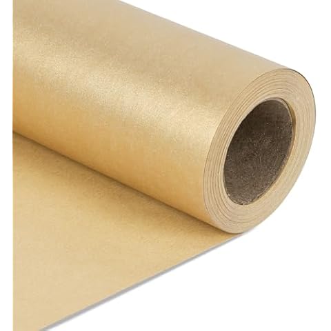 NESCCI Gold Matte Wrapping Paper,Solid Color Pearly-Lustre Paper,Gift Wrapping Paper,Perfect for Wedding,Valentine's Day,Birthday,Christmas,Baby Shower,DIY Bouquet (17 Inches X 32.8 Feet) Cover