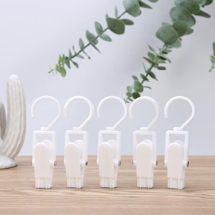 Vinbee Swivel Hanging Clips Hook Laundry Hooks 20PCS Plastic Super Strong Clothes Pins for Hanging Clothes, Laundry and Travel- 4.3 Inches (White)