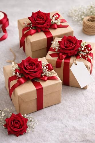 SATYAM KRAFT Pcs Artificial Velvet Rose Flowers (6, Dark Purple)