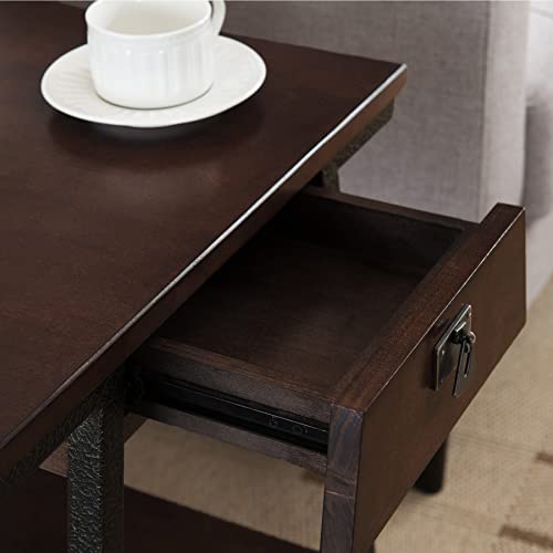 Image of Leick Home 11407 Empiria One Drawer Side Table, Walnut and Foundry Bronze