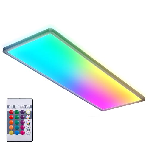 B.K.Licht - LED Deckenlampe mit indirektem Licht, Fernbedienung, buntes RGB+W Licht, LED Panel, Deckenleuchte flach, Lampe, Wohnzimmerlampe, Schlafzimmerlampe, Flur, 58x20x3 cm, Schwarz B.K.Licht - LED Deckenlampe mit indirektem Licht, Fernbedienung, buntes RGB+W Licht, LED Panel, Deckenleuchte flach, Lampe, Wohnzimmerlampe, Schlafzimmerlampe, Flur, 58x20x3 cm, Schwarz