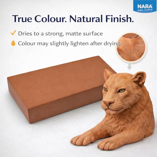 Image of NARA Hard & Strong Air Dry Clay 500g, Teracotta, Fast Drying Clay for Modelling, Coating, Sculpting & Craft Projects, No Oven or Kiln Needed
