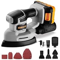 Levigatrice Mouse per Legno: DEKOPRO 20V Multifunzione Levigatrice Palmare con Batteria 13000 RPM, 3 Accessori Aggiuntivi 12PCS Carte Vetrata - per Levigare Lucidare e Rimuovere in Falegnameria e DIY