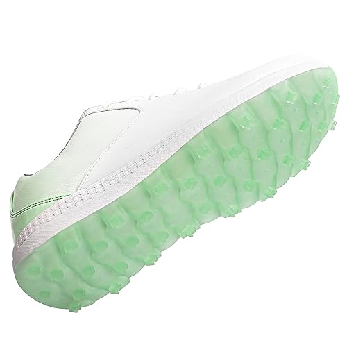 Zapatos de golf impermeables y ligeros NGARY de cuero cómodo para mujer en verde y blanco 3