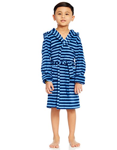 Leveret Kids Boys Fleece Sleep Robe Bathrobe Blue & Navy (8 Years)