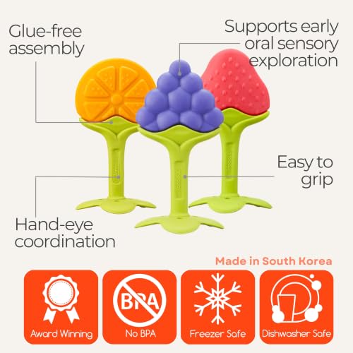 Image of Innobaby Original EZ Grip Fruit Teether 3 Piece Set - Grape /Citrus /Berry