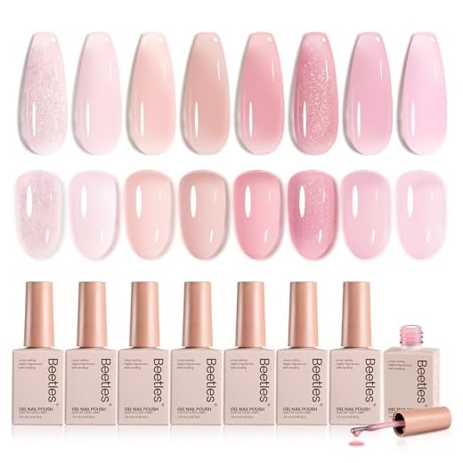 beetles Gel Polish Conjunto De Esmaltes Em Rosa Beetles, 8 Cores Nude, Geleia Cintilante, Glitter, Efeito Transparente, Clássico, Neutro, Imersão Uv, Manicure Francesa, Presente Salão Para Mulheres