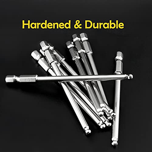 Ldexin 10Pcs Ball End Hex Head Screwdriver Bits Set, 4Mm Magnetic Tips Ball End Drill Bit Magnetic With 1/4 Inch Hex Shank, 100Mm Length #TOP5