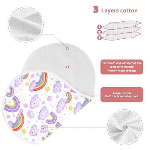 xigua Colorful Rainbows Muslin Baby Burp Cloths Set of 4, Super Soft & Absorbent Burping Rags, Cotton Burp Clothes Shower Gift for Newborn, Baby Girls and Boys 5