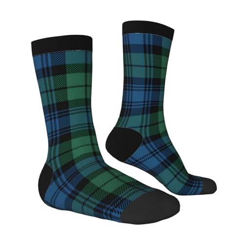 Scottish Plaid Clan Campbell Green Blue Tartan High Ankle Crew Socks Casual Mid Calf Dress Socks Long Tube Socks For Men Women2
