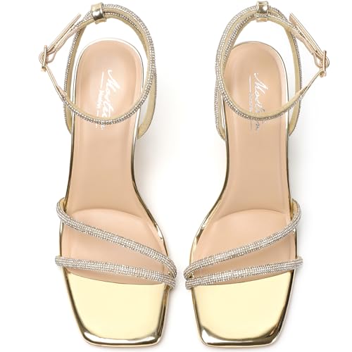 Image of Mostrin Womens Sandals Strappy Heels for Women Ankle Strap Lace Up Heels Square Open Toe Heels Tie Up Stiletto High Heeled Sandals for Prom, Party, Daily Wear