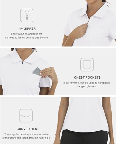 Image of MoFiz Womens Zip up Golf Polo Shirt Short Sleeve Workout Golf Top Moisture Wicking Lightweight Tennis Shirts