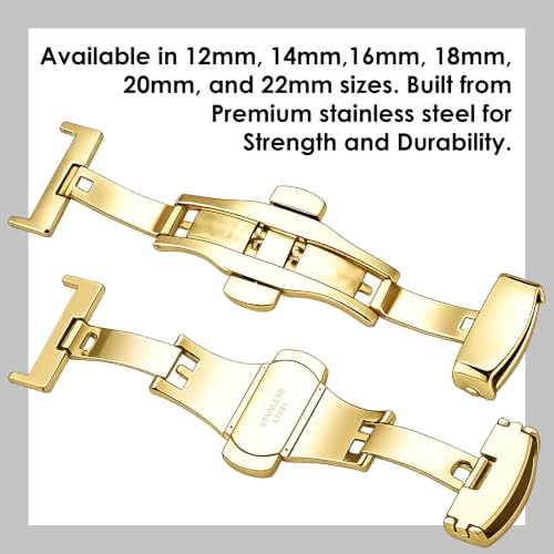 Image of DBLACK ''DSLCK3'' Butterfly Lock Stainless Steel Deployment Buckle Double Push Spring Clasp for Watch strap / / For 16mm, 18mm, 20mm, or 22mm Watch Bands (Choose Your Size & Color)