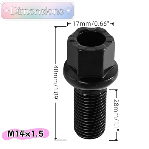 Image of 5 Pack 8D0601139D WHT002437 M14x1.5 Car Lug Nuts Wheel Lug Bolts | Compatible With Volkswagen /VW Golf Jetta Passat Beetle CC for Audi A3 A4 A5 A6 A7 Quattro A8 M14-1.5 Lug Bolts(Black)