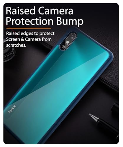 Image of WOW IMAGINE Shockproof Hybrid Back Cover for Mi Redmi 9A | 9i | 9A Sport | Hard Slim fit Back Case | PC & TPU | Clear Transparent Case - Blue