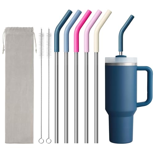 Image of 12.2 inch Long Metal Straw for Stanley 40oz Cup, Reusable Replacement Straw