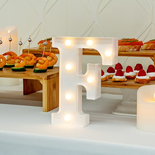 Image of Restaurantware Illumify 6.4 x 1.2 x 8.7 Inch Light Up Letter 1 Durable Marquee LED Light - Letter F Touchproof White Plastic Party Light Keyhole Slot For Parties Weddings Or Special Events