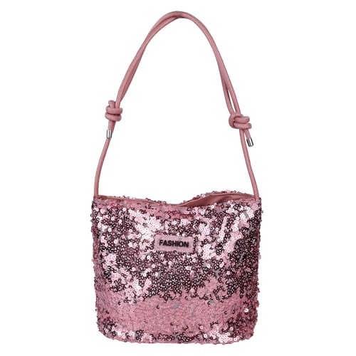 FuninCrea Sequin Shoulder Bag for Women, Womens Handbags Shiny Small Handbag Shoulder Purse Glitter Evening Clutch Bag