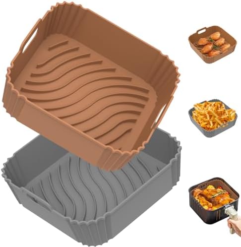 2 Pack Air Fryer Silicone Liners - 8 Inch Square Reusable Non-Stick Basket Pot For 4-6 QT Fryers - View #5