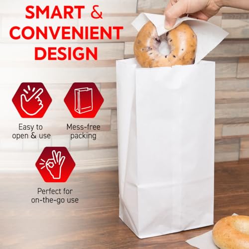 Image of RANUR Butter or Parchment Paper Bags for Food Snack, Sandwich Pastry, Glassine, Wax Cookie, Size 13 cm X 28cm X 8 cm, L X H X W White Colour Pack of 100