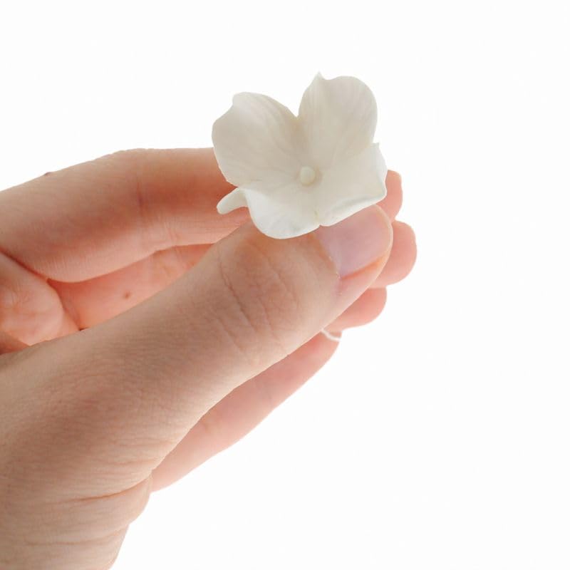 Global Sugar Art Hydrangea Blossom Sugar Cake Flowers, White Unwired, 36 Count by Chef Alan Tetreault